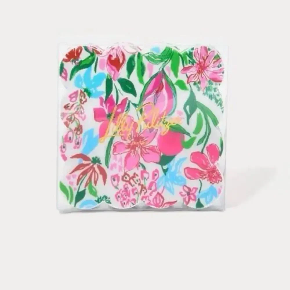 NIB Lilly Pulitzer Ceramic Coasters Glowing Gardens Floral Set of 4